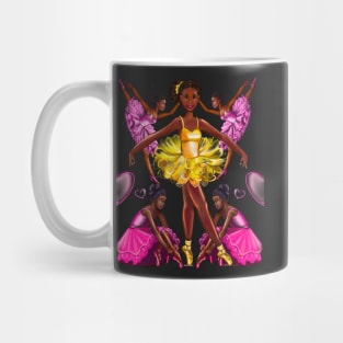 Black ballerina girls with corn rows ballet dancing 2 ! beautiful  black girl with Afro hair and dark brown skin wearing a pink tutu.Hair love ! Mug